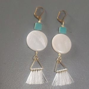 Handmade Tassle Dangle Earrings Gold & Fringe